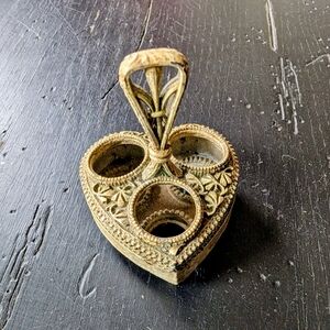 Vintage Mid-Century Florenza Lipstick Holder Lux Victorian Revival Heart Shaped